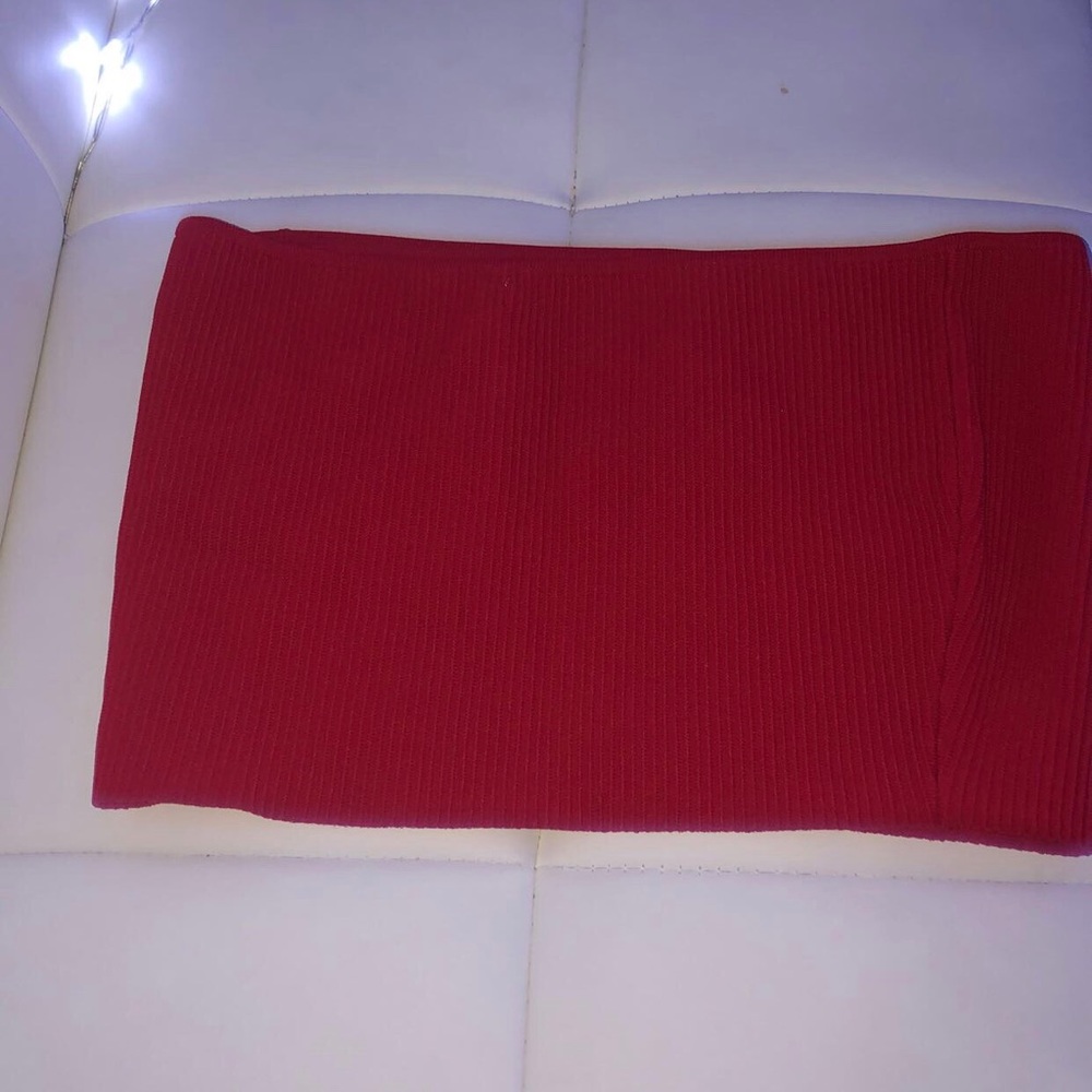 red ribbed tube top